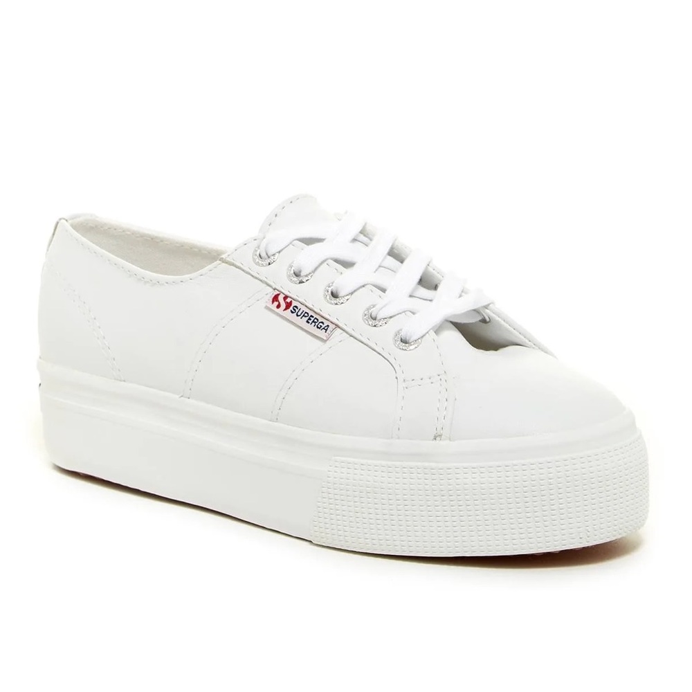 Superga Auleaw Leather Platform Sneaker White